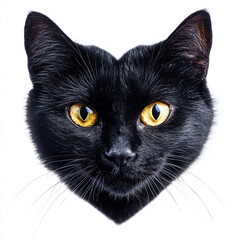 Heart shaped head of a black cat