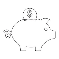 Piggy bank vector icon with a dollar symbol, signifying wealth management. Editable stroke. Vector illustration. EPS 10