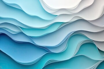 An abstract paper - cut piece resembling flowing water with soft curves and gradients