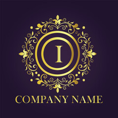 Letter I luxury gold logo concept