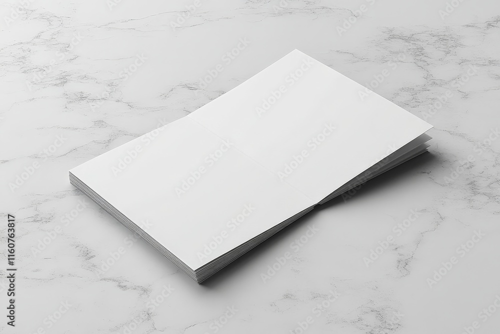 Poster blank notebook resting on a marble surface ready for creative exploration and idea development