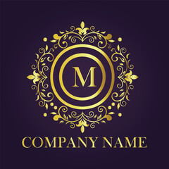 Letter M luxury gold logo concept