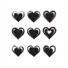 Set of hearts vector Silhouette Illustration 