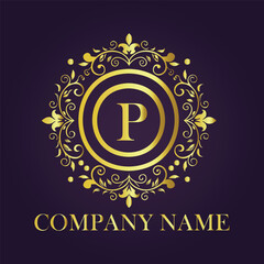 Letter P luxury gold logo concept