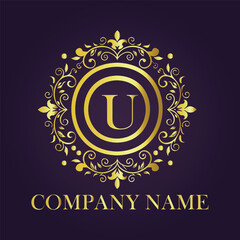 Letter U luxury gold logo concept