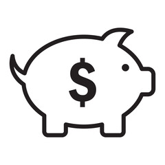 Fototapeta premium Piggy bank vector icon with a dollar symbol, signifying wealth management. Editable stroke. Vector illustration. EPS 10
