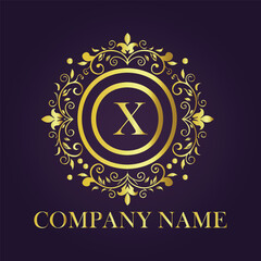 Letter X luxury gold logo concept