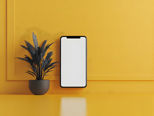 Minimalist Smartphone Mockup on Yellow Background