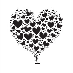 Set of hearts vector Silhouette Illustration 