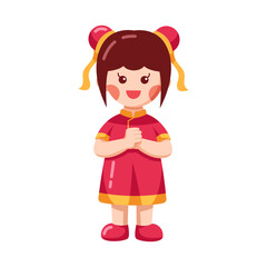 Cute Girl in Traditional Chinese Outfit Illustration