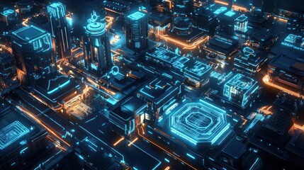 Obraz premium Futuristic city circuit board.