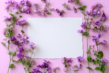 Colorful flower arrangement with blank space on pink background for creative design