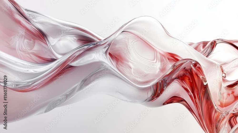 Poster a flowing abstract design featuring waves of translucent red and white, evoking a sense of movement 