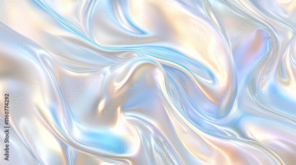 Poster iridescent dreamscape: abstract silk texture with mesmerizing iridescent colors and flowing waves. a