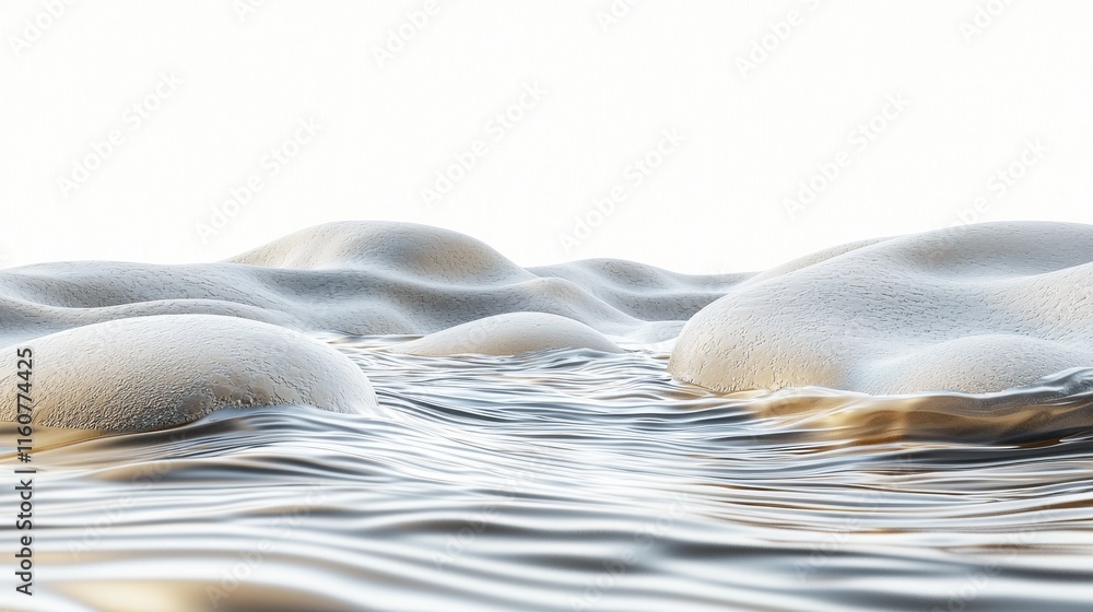Poster a serene close-up of water with bubbles and gentle waves, creating a calming, ethereal atmosphere.