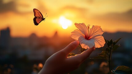 flower in the sunset