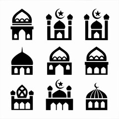 Islamic Mosque Icon Bundle for Vector Design.