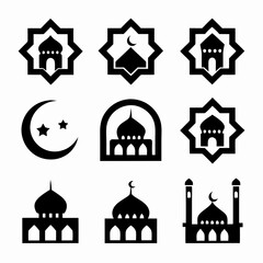 Fototapeta premium Islamic Mosque Icon Bundle for Vector Design.