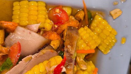Corn Salad or Corn Salad, a spicy Thai food