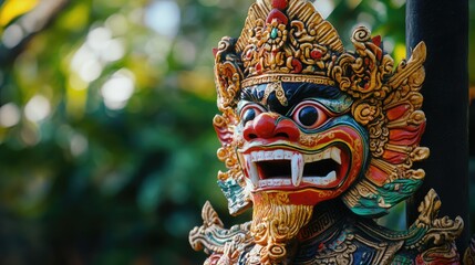Close-Up of a Colorful Balinese Mask