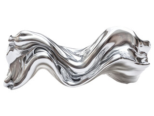 Shiny Metallic Wave Splash Isolated on Transparent Background