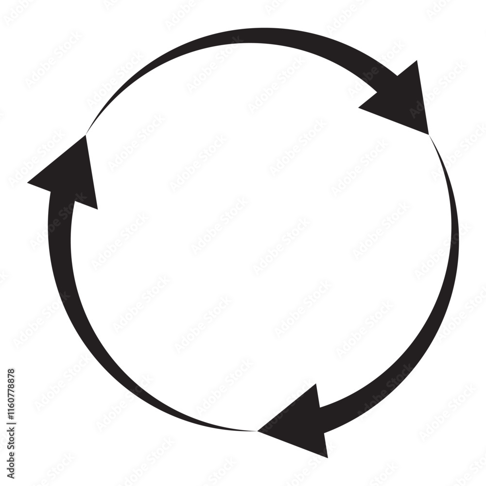 Poster refresh arrow icon, circular rotation symbol, reload sign, vector illustration.