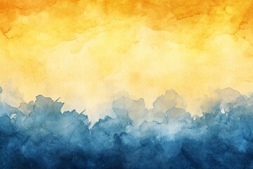 Beautiful watercolor sunset with warm orange and cool blue tones blending seamlessly in the background