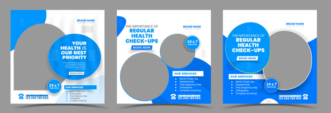 Healthcare and medical social media post template for web banner