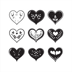 Set of hearts vector Silhouette Illustration 