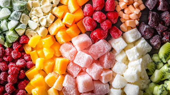 Colorful assortment of frozen fruits and vegetables for Frozen Food Day celebration