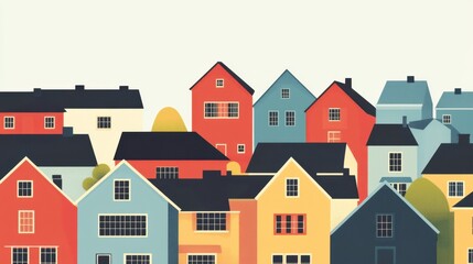 Colorful Suburban Homescape - Smiling Community