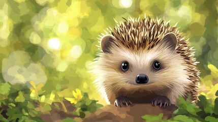 Adorable Hedgehog Smiling in Sunny Forest Meadow