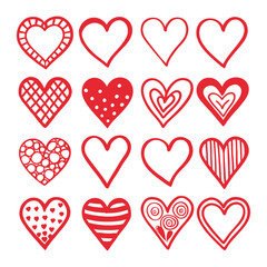 Collection of illustrated heart icons