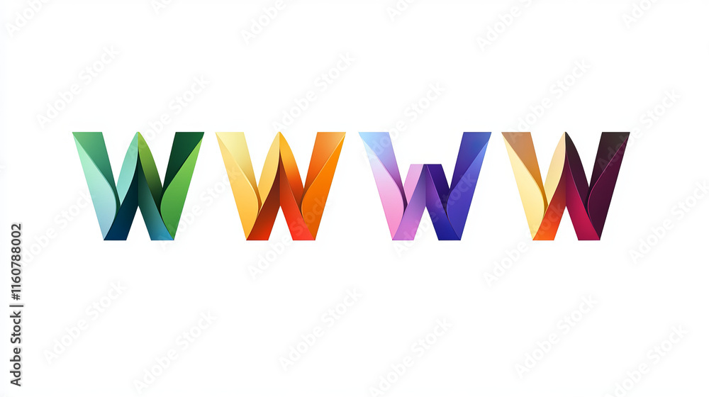 Fototapete set of alphabet symbols of letter w, such a logo. rasterized version also available in gallery