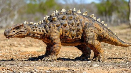 Fototapeta premium A realistic depiction of a dinosaur-like creature in a natural setting.