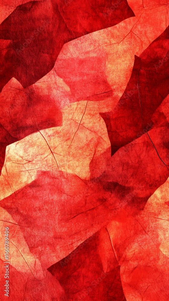 Poster vibrant seamless pattern of layered red and orange leaves for versatile design use