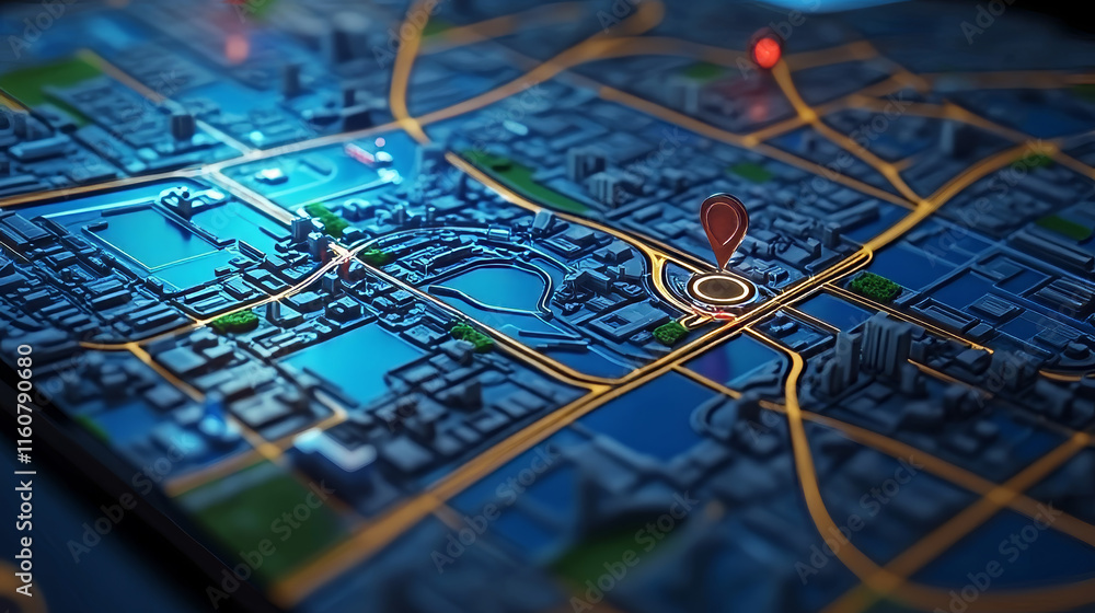 Poster hud navigation background. city map navigation screen interface backdrop with compass, graphs and ma