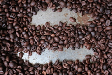 Roasted coffee beans for background