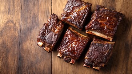 A plate of delicious looking BBQ pork ribs with sauce on them.