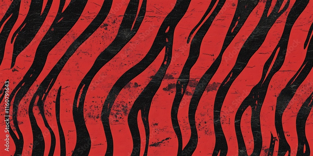 Aufkleber dynamic seamless repeat pattern of bold red and black striped texture