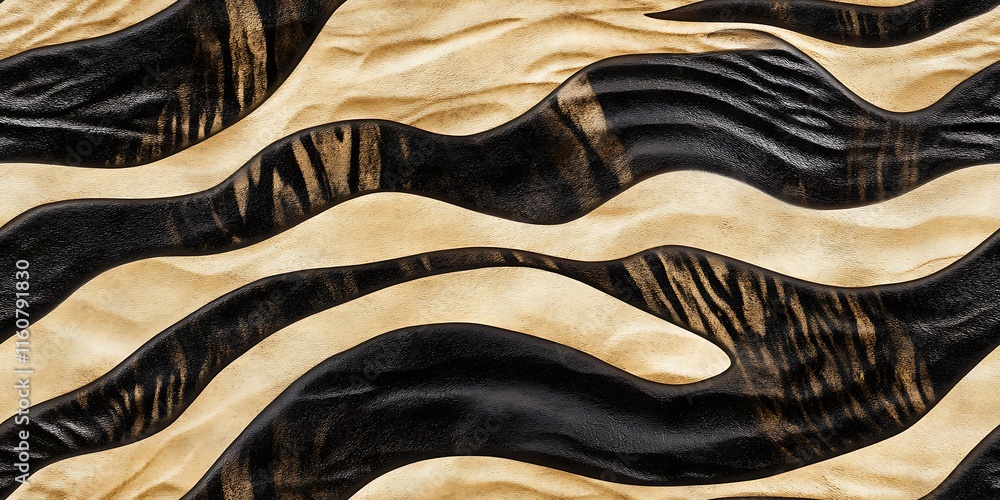 Poster elegant zebra seamless texture pattern with wavy lines in contrasting colors