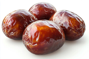 Obraz premium Dates fruit isolated on a white background, Bowl with delicious dried dates, juicy ripe dates