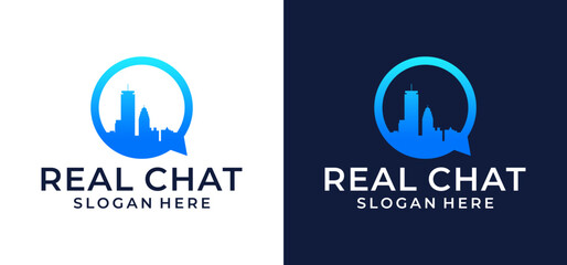 Community Group Social Media Platform Application Logo Design vector illustration template for Urban Conversation Discussion.