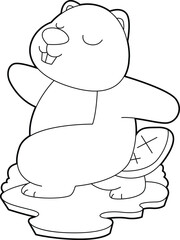 Beaver Yoga Fitness Gymnastics Animal Vector Graphic Art Illustration