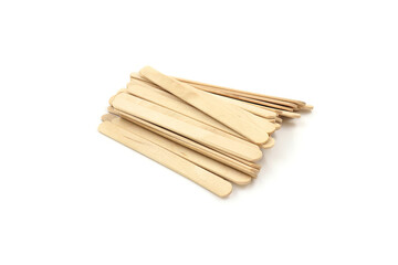 Popsicle stick on a white background. For work on inventions.