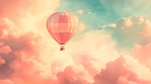 watercolor art hot air balloons ascend majestically through a vibrant sky, offering a thrilling adventure of aerial travel