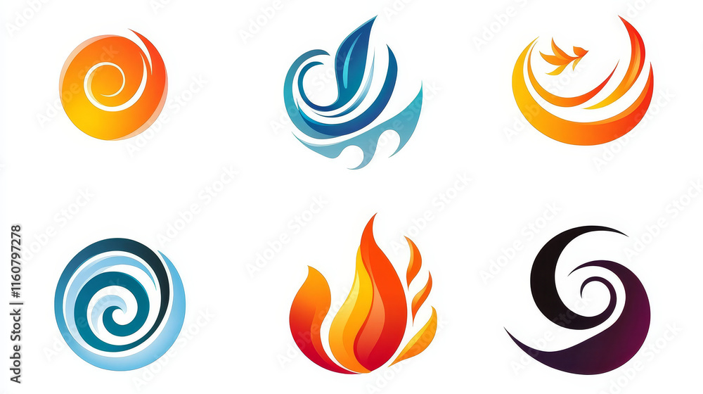 Poster set of different abstract symbols for design - also as emblem or logo template. jpeg version is also