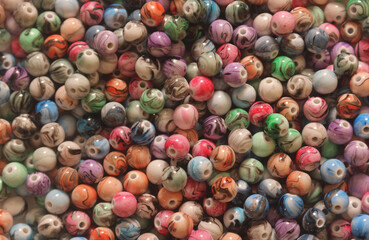 Pile of Colorful Acrylic Beads For Jewelry Making
