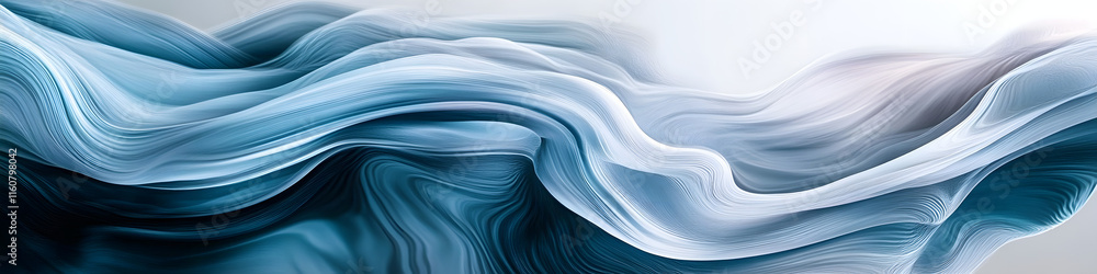 Poster create a linkedin cover image with abstract, flowing lines in soft blue and grey tones, representing