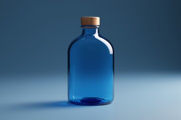 there is a blue bottle with a cork on the top